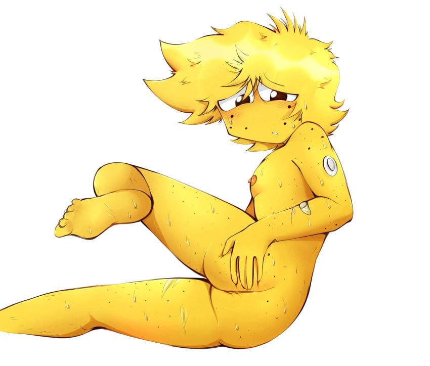 1boy anus ass_focus asshole blonde_hair blush color dysdaimonic elliot_(forsaken) elliot_(work_at_a_pizza_place) foot_fetish foot_focus foot_up forsaken_(roblox) freckles gijinka grabbing_own_ass half-closed_eyes hand_on_ass hi_res horny laying_on_side male_only messy_hair mouth_open naked naked_male nude_male patch roblox roblox_game shaded short_hair showing_ass slightly_open_mouth solo solo_focus solo_male spread_ass sweat twink visible_nipples white_background work_at_a_pizza_place yellow_skin young_male
