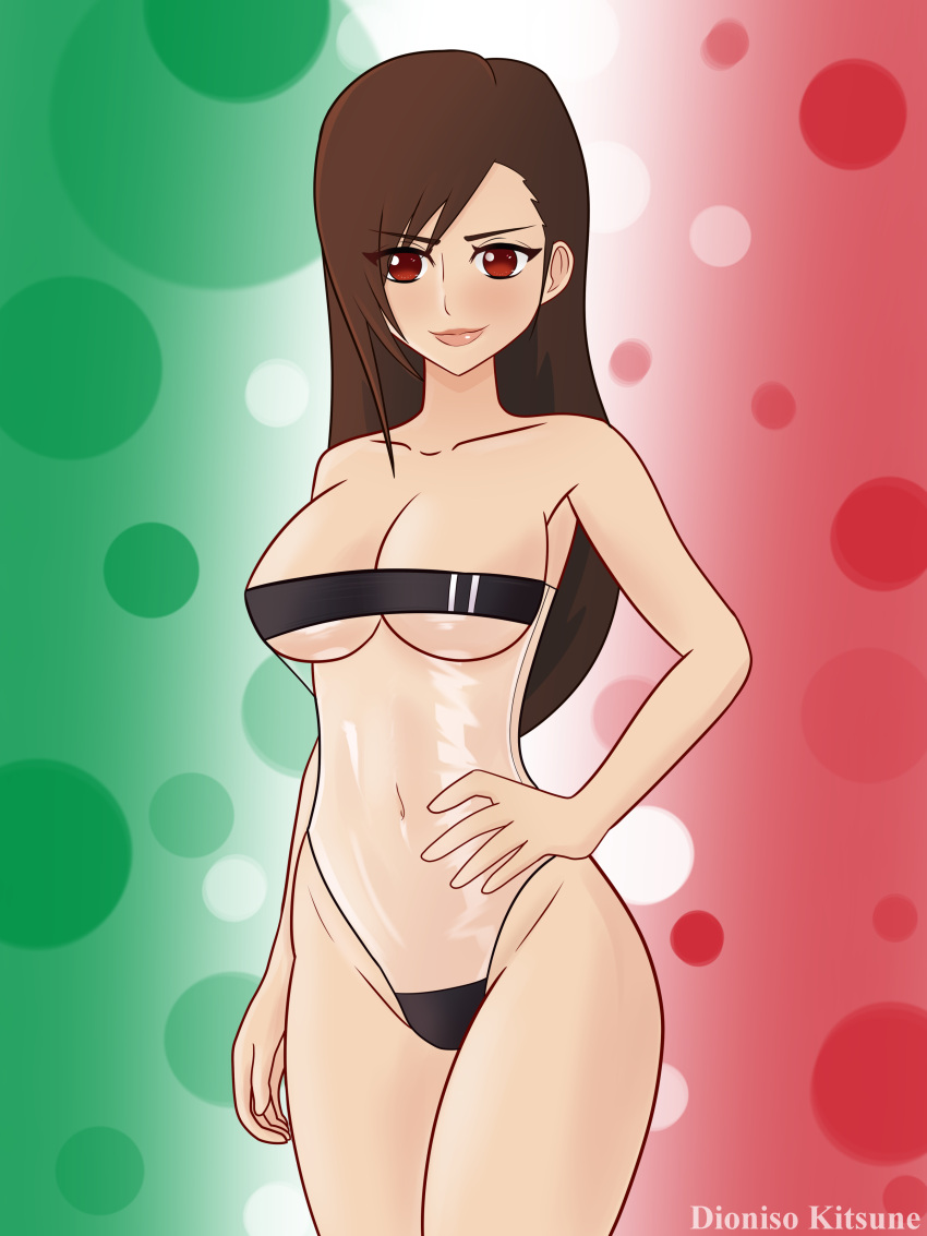 black_hair dioniso_kitsune female final_fantasy final_fantasy_vii italian_flag italian_senate_hack long_hair meme solo tagme tifa_lockhart white_skin