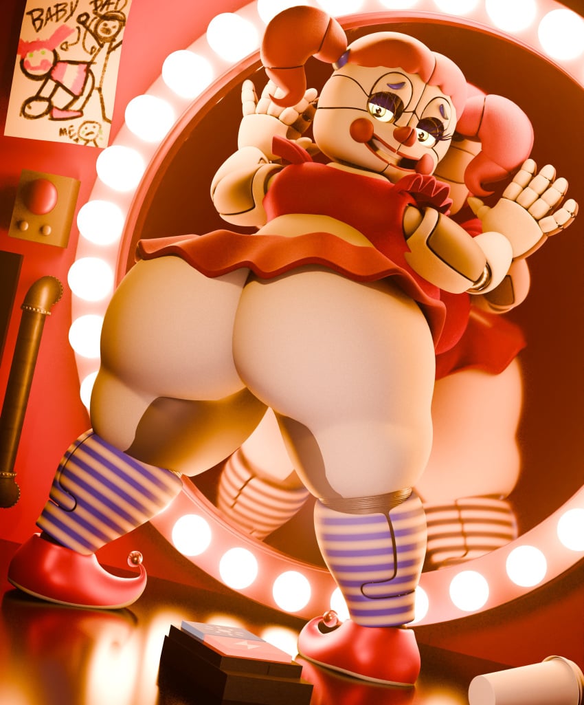1girls 2026 3d 3d_(artwork) animatronic animatronic_female ass ass_bigger_than_head ass_focus big_ass blender blender_(artwork) blender_(software) circus_baby_(fnaf) clown clown_girl clown_makeup coolbeanoishere digital_art digital_drawing_(artwork) digital_media_(artwork) fat_ass female five_nights_at_freddy's five_nights_at_freddy's:_sister_location green_eyes humanoid jordevoir looking_at_viewer looking_back mirror orange_hair pigtails redhead redhead_female redheaded_female remote_control robot robot_girl robot_humanoid scottgames solo thicc thick thick_thighs white_skin