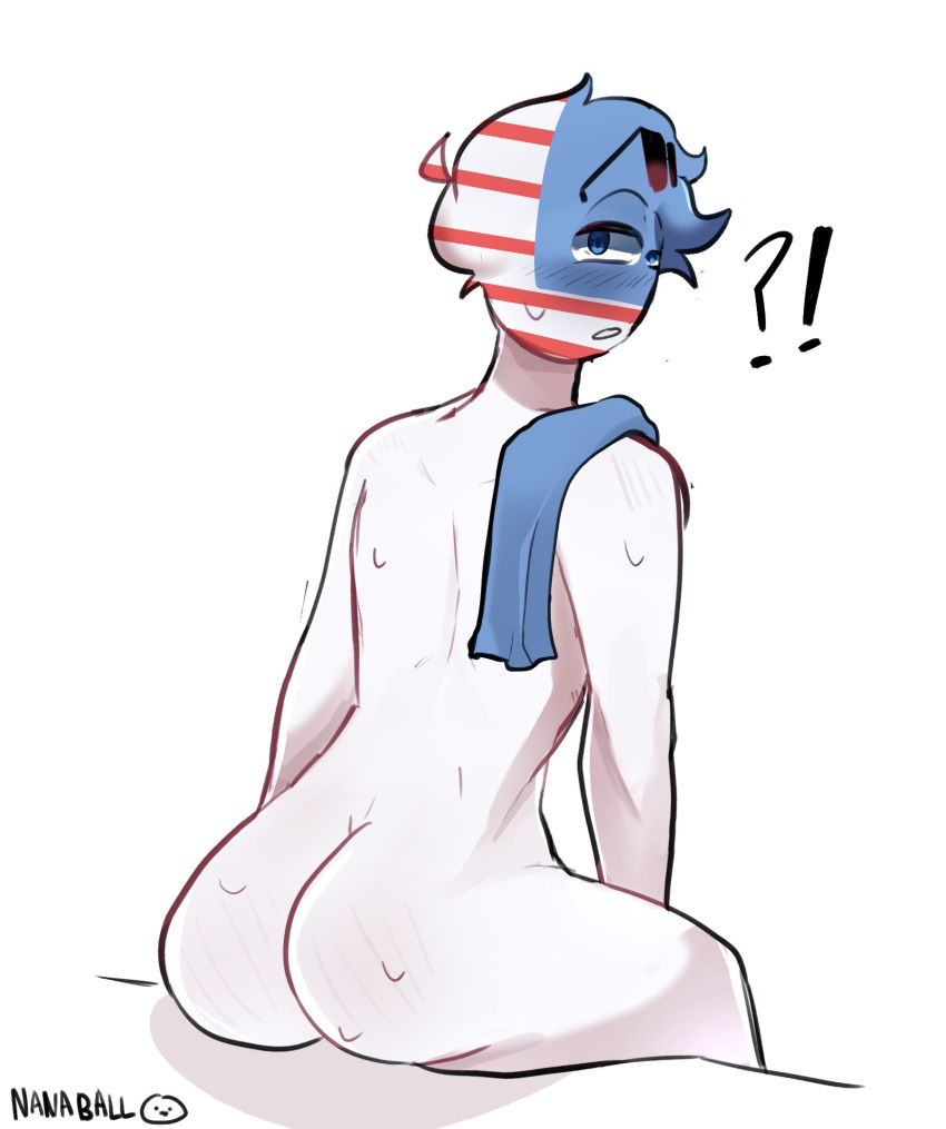 !? 1boy ass blushing cbananae countryhumans male united_states_of_america_(countryhumans)