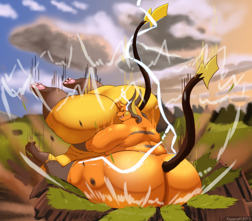 anthro ass big_ass big_butt butt cloud cocoa_(cheesecaker) destruction duo electricity female female/female field fur huge_ass huge_butt kazecat mammal nintendo obese obese_anthro obese_female orange_body orange_fur outside overweight overweight_anthro overweight_female pokémon_(species) pokemon pokemon_(species) raichu rodent sky tesla_(cheesecaker) thick_thighs video_games wide_hips wrestling yellow_body yellow_fur