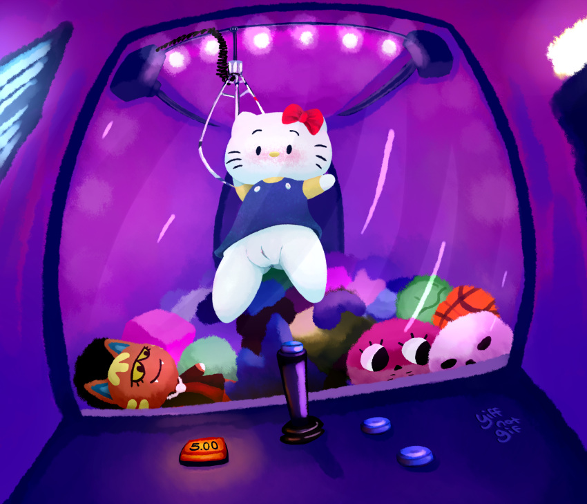 animal_crossing anthro anus arcade ass behind_glass bottomless claw_machine clothed clothing domestic_cat felid feline felis female genitals hello_kitty hello_kitty_(character) hello_kitty_(series) hi_res katt_(animal_crossing) kitty_white low-angle_view mammal mascot nintendo pussy sanrio solo sound_voltex trapped video_games yiffnotgif