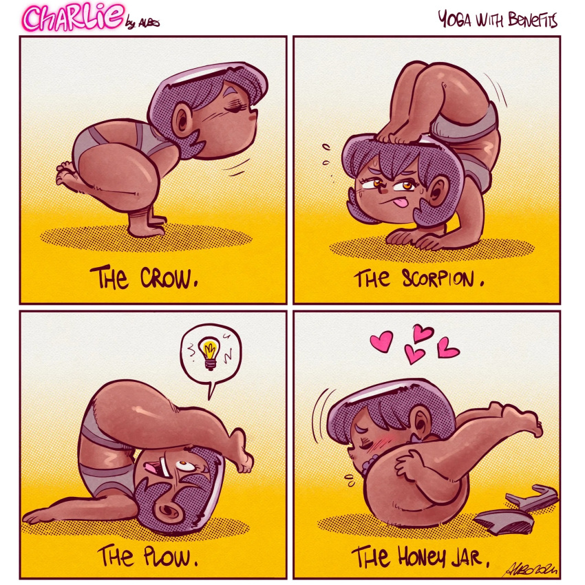 albo autocunnilingus charlie_(albo) comic exercise exercise_clothing heart heart_symbol pretzel_position
