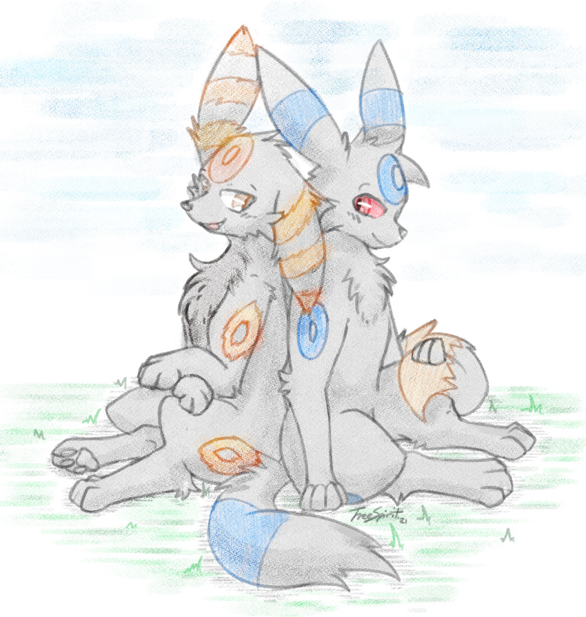 anthro bell_(overgrown_lizards) eeveelution fluffy freebre fur hi_res male nintendo orange_body orange_fur pokémon_(species) pokemon pokemon_(species) red_eyes umbreon video_games