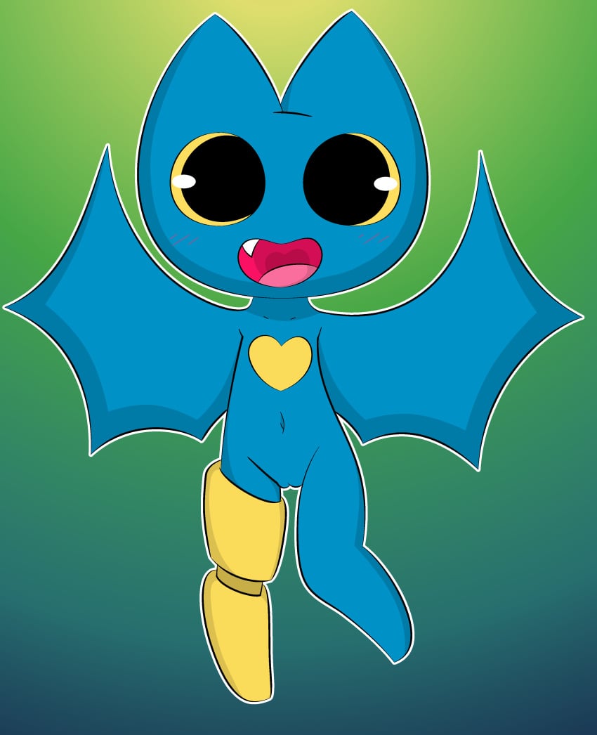 adorabat anthro blue_fur blush cartoon_network cute_fang dreameclipsewolf female furry mao_mao:_heroes_of_pure_heart open_mouth peg_leg pussy solo wings yellow_sclera