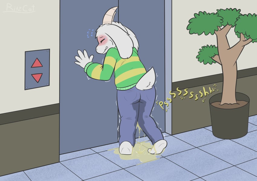 2021 accident anthro asriel_dreemurr ass big_ears blush bodily_fluids bottomwear bovid bursting caprine caught caught_off_guard clenched_teeth closed_eyes clothed clothing crossed_legs crouching cute_expression desperation digital_drawing_(artwork) digital_media_(artwork) embarrassed english_text exposed feet fluffy fluffy_tail fur genital_fluids gesture goat hi_res hindpaw humiliation knock-kneed long_ears male mammal nervous nervous_sweat omorashi open_mouth pants paws peeing potty_dance potty_training practice public public_humiliation relieved ritzcat shaking so_close_yet_so_far solo sound_effects standing standing_in_urine standing_position story story_in_description struggling surprise surprised_expression surprised_face surprised_look sweat sweatdrop sweater teeth text topwear trembling undertale undertale_(series) urine urine_drip urine_stain urine_stream video_games wall_(disambiguation) watersports wet wet_body wet_clothing wet_fur wetting white_body white_fur worried worried_face worried_look