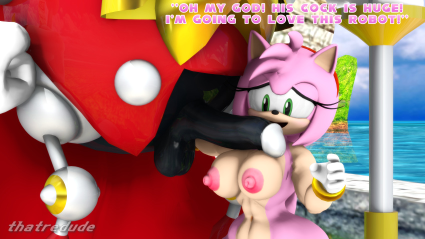 3d 3d_(artwork) amy_rose big_ass big_balls big_breasts big_penis green_eyes heavy_king hedgehog horny looking_at_penis metallic_penis pink_fur robot robot_on_mobian robot_penis sega sonic_(series) sonic_the_hedgehog_(series) thatredude