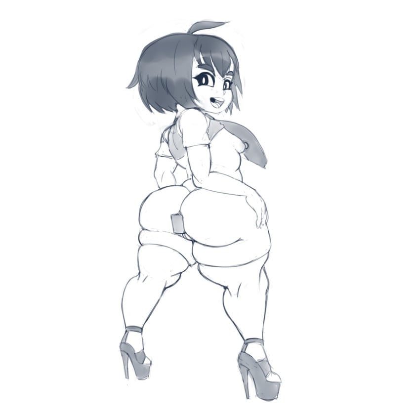 1girls areolae ass big_ass big_butt buttplug doodle erozer eye_contact female heels high_heels looking_at_viewer marvel nipples peni_parker short_hair shortstack sketch small_breasts smaller_female solo spider-man:_into_the_spider-verse spider-man_(series) thick_thighs thighs