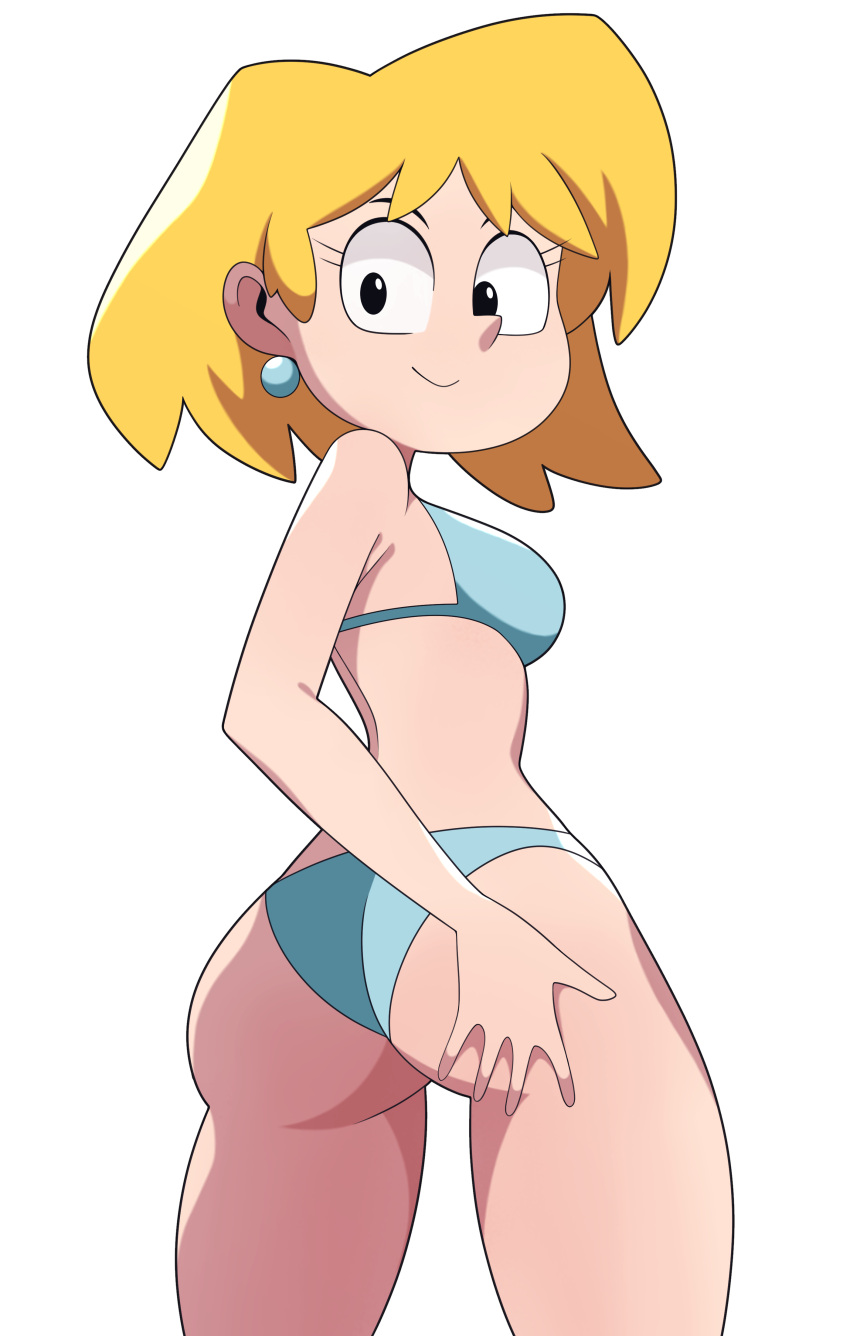 1girls abysswatchers ass back_view bikini blonde_hair butt butt_focus earrings female female_only light_skin looking_at_viewer lori_loud nickelodeon solo solo_female standing swimwear the_loud_house