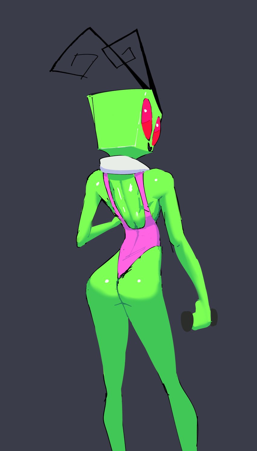 1girls alien ass bikini dracreloaded female green_skin invader_tenn invader_zim irken leotard looking_back looking_back_at_viewer solo solo_female tenn