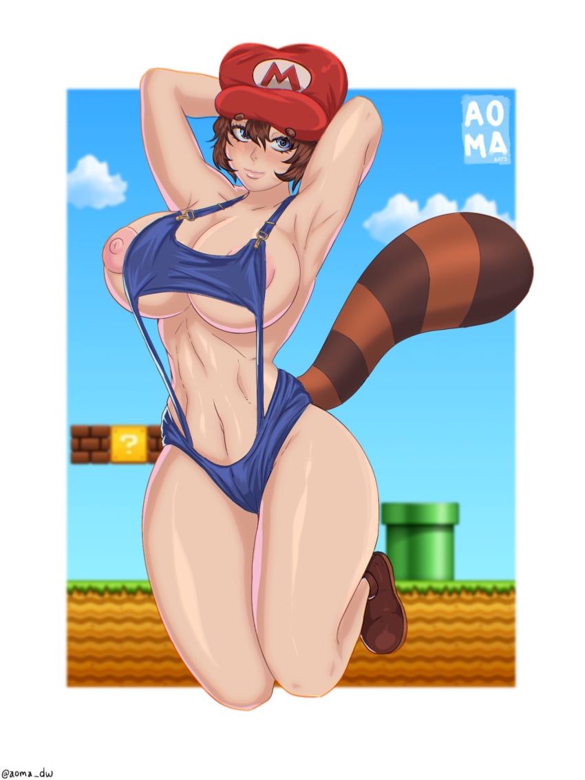 aoma genderswap_(mtf) mario mario_(series) new_super_mario_bros._2 nintendo raccoon_mario raccoon_tail rule_63