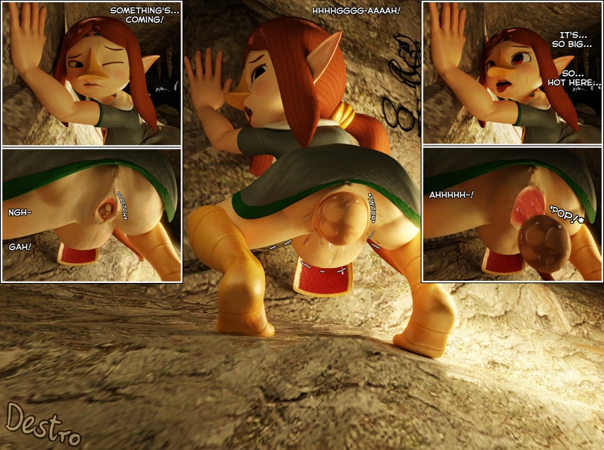 1girls 3d 3d_(artwork) anus ass backpussy belly belly_visible_through_legs brown_hair egg egg_laying english_text female female_only hanging_belly hdddestroyer medli nintendo partially_clothed pointy_ears pregnant pussy red_eyes rito solo squatting tagme text the_legend_of_zelda the_legend_of_zelda:_the_wind_waker the_wind_waker tongue tongue_out underbelly wind_waker young