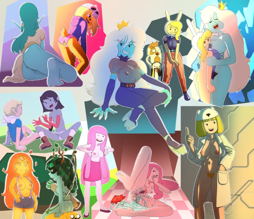 adventure_time anus ass breasts bronwyn bush cake_the_cat canyon_(adventure_time) cartoon_network casual clothing drockdraw female finn_the_human fionna_the_human_girl flame_princess gunter gunther_(adventure_time) headwear human huntress_wizard ice_queen_(adventure_time) ineffective_clothing jake_the_dog marceline minerva_campbell mob_face nipples nude outerwear pale_skin penis princess_bubblegum pubic_hair pussy pussy_juice transparent_clothing year_request