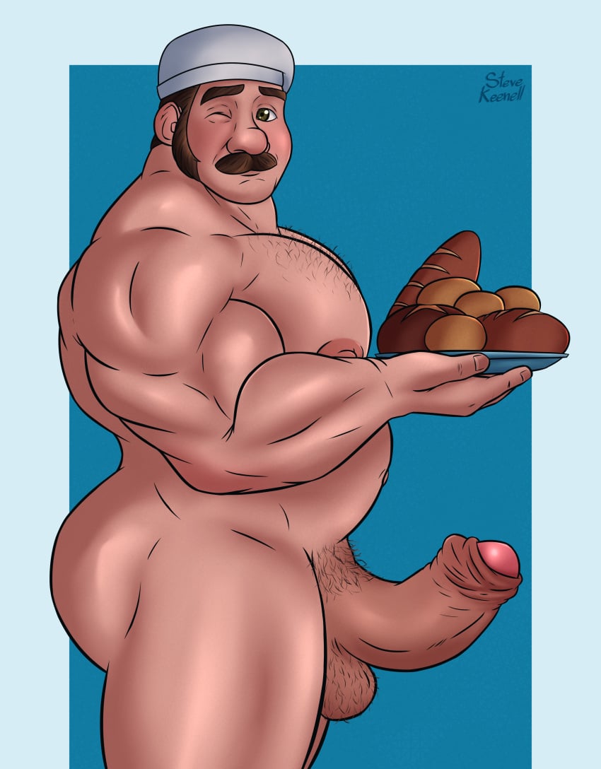 body_hair bread brown_hair dark-skinned_male dilf erect_penis erection facial_hair gay male male_only miraculous_ladybug steve_keenell tom_dupain uncut