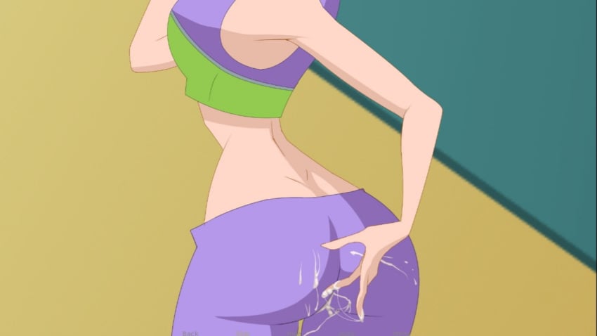 1girls ass back_view clothed cum cum_in_ass cum_on_hand cum_on_pants female_only juiceshooters pants suprise_cumshot tecna tecna_(winx_club) winx_club