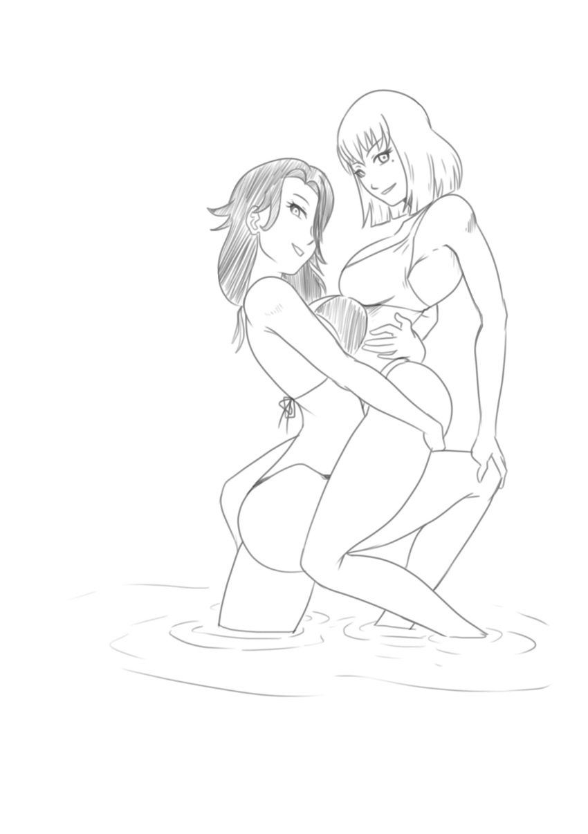 2022 2girls amber_(rwby) bikini black_and_white cinder_fall mattwilson83 no_sex rwby yuri