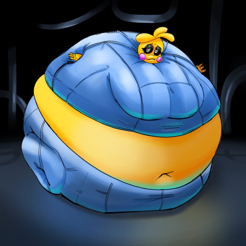 1girls animatronic chicken five_nights_at_freddy's five_nights_at_freddy's_2 full_body_inflation hyper hyper_inflation inflation klomb0 robot samus_aran_(cosplay) solo spherical_inflation sunken_head sunken_limbs toy_chica_(fnaf) toy_chica_(love_taste) what