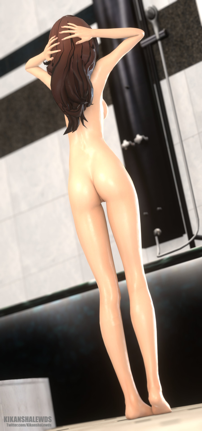 3d ass atlus bathing casual female human kikanshalewds kujikawa_rise naked nude pale_skin persona persona_4 sideboob solo tagme