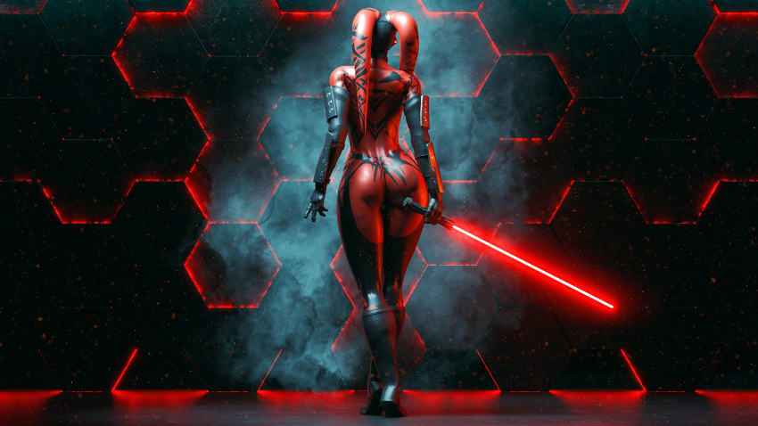 1girls 3d alien alien_girl ass dark_side darth_talon el-recondite_(artist) female female_focus female_only lightsaber naked naked_female nude nude_female red_lightsaber red_skin sith sith_lady solo solo_female star_wars star_wars:_legacy star_wars_legends tagme tattoos twi'lek