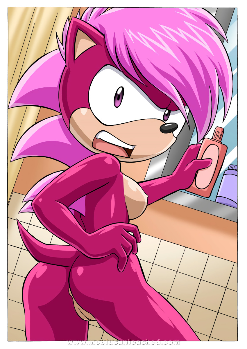 angry ass bathroom bbmbbf breast_grab eulipotyphlan furry hedgehog mobius_unleashed nude palcomix pink_body pink_fur pink_hair pussy sega shower sonia_the_hedgehog sonic_(series) sonic_underground washroom