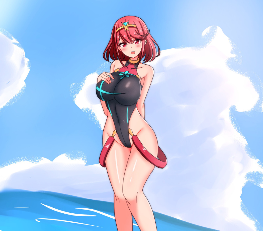 1girls alternate_costume breasts female firli_(ard) nintendo outdoors outside pyra solo swimsuit tagme xenoblade_(series) xenoblade_chronicles_2