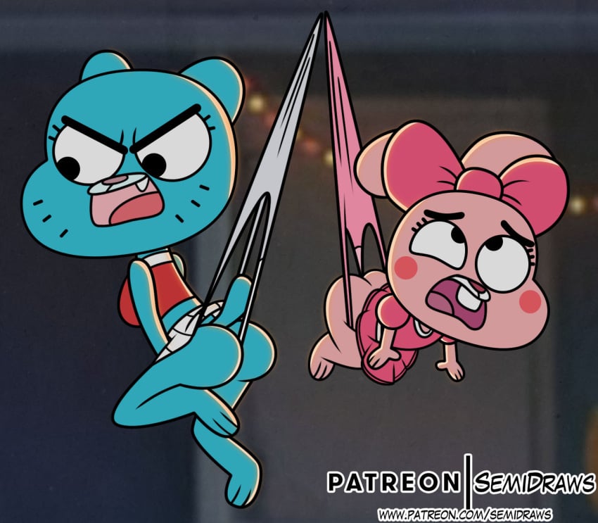 accurate_art_style anais_watterson ass big_ass big_butt cub furry milf mother_and_daughter nicole_watterson semidraws style_wager the_amazing_world_of_gumball wedgie