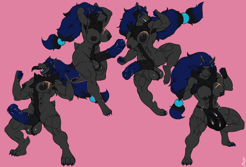 abs absurd_res animal_genitalia anthro ass balls belly besky_(artist) big_(disambiguation) big_balls big_breasts big_penis blue_hair breasts bulge canid canine canis claws clothed clothing curvy_figure darius_aurelius digital_media_(artwork) equid equine erection exercise fan_character feet fight flexing fluf fox fur futanari genitals gloves grey_body grey_fur gynomorph hair handwear herm hi_res horse huge_breasts huge_cock intersex jumping kick leap looking_at_viewer mammal mane muscular muscular_anthro muscular_gynomorph muscular_intersex nintendo nipples nude open_mouth penis pokémon_(species) pokemon pokemon_(species) pose scar shiny_(disambiguation) simple_background smile solo teeth thick_thighs thong toe_claws toes topless training tuft underwear video_games voluptuous wolf workout zoroark