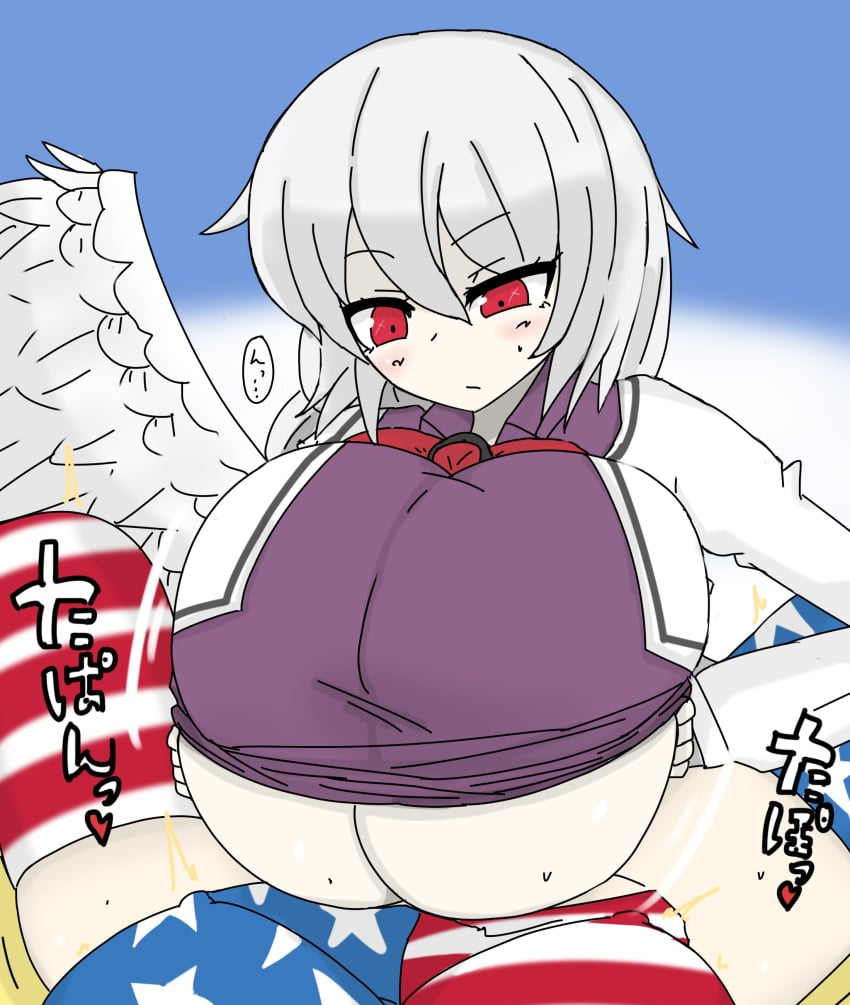 1futa 1girls big_breasts bimbo breasts clothed clothing clownpiece duo female female_focus futa_on_female futanari gigantic_breasts huge_breasts human hyper_breasts implied_futanari large_breasts light-skinned_female light-skinned_futanari light_skin massive_breasts mostly_clothed paizuri paizuri_under_clothes pale_skin red_eyes sagume_kishin solo_focus spread_legs tagme touhou vaba white_hair