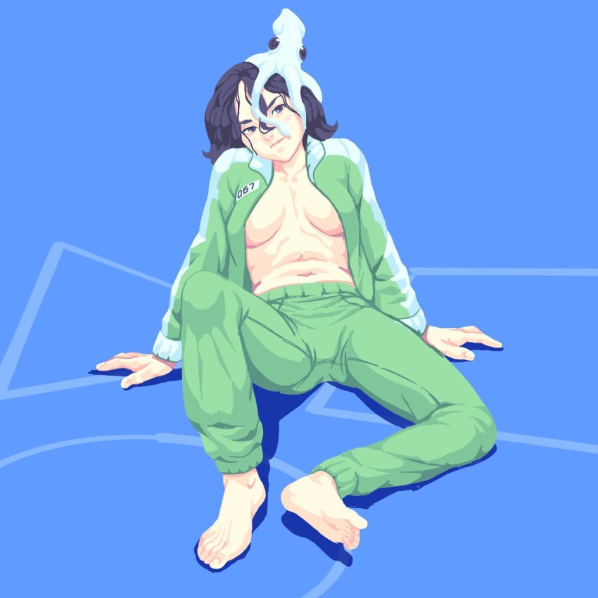 artist_request black_hair breasts brown_hair feet kang_sae-byeok netflix short_hair squid squid_game