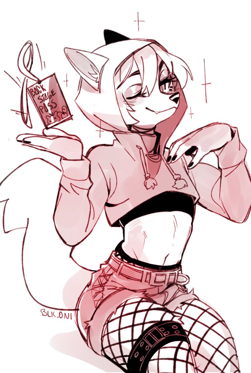 1boy anthro anthro_only black_nails card crop_top cropped_hoodie croptop femboy fishnet_legwear fishnets furry furry_only hair hoodie looking_at_viewer male male_only painted_nails shirt shorts sitting smile smiling_at_viewer sparkle wink winking winking_at_viewer yuurikin