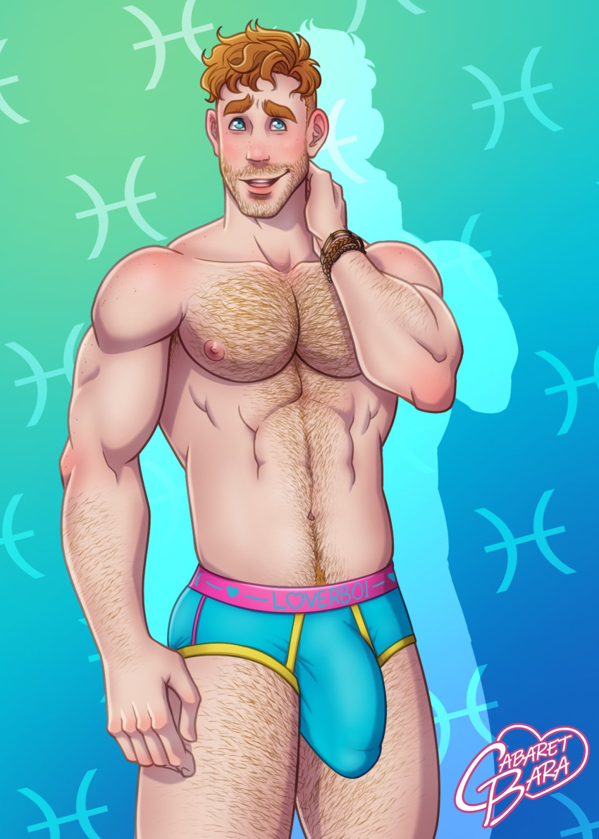 big_bulge briefs briefs_only bulge cabaret_bara cabaret_bara_series finn_(cabaret_bara) ginger hairy male_only muscular pisces solo_male underwear zodiac_sign