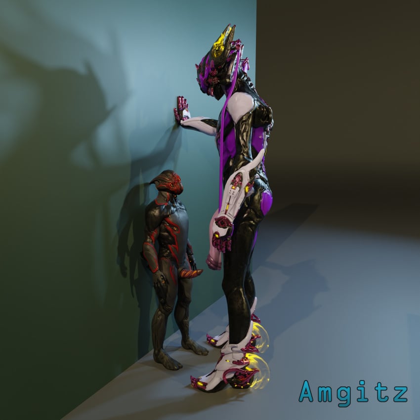 2boys 3d amgitz big_penis blender confrontation dominant_male erection faceless_male futuristic gay giant giant_male huge_cock huge_penis imminent_rape imminent_sex kabedon larger_male looking_down looking_up male male/male male_only nezha_(warframe) nezha_prime_(warframe) penis_size_difference penis_to_the_knees robot_boy simple_background size_difference stalker_(warframe) tagme tenno unusual_penis warframe