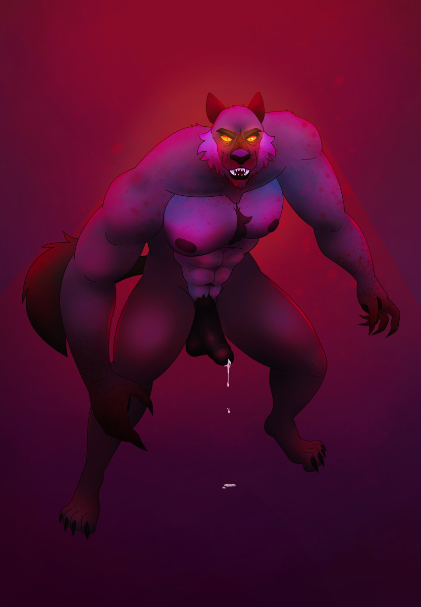 abs absurd_res angry anthro bigby_wolf bodily_fluids canid canine canis chest_tuft cum cum_drip dripping facial_hair genital_fluids genitals hi_res humanoid_genitalia humanoid_penis hunched_over looking_at_viewer male mammal muscular muscular_male nipples nude olivepup_00 penis pubes solo solo_male tuft were werecanid werecanine werewolf wolf