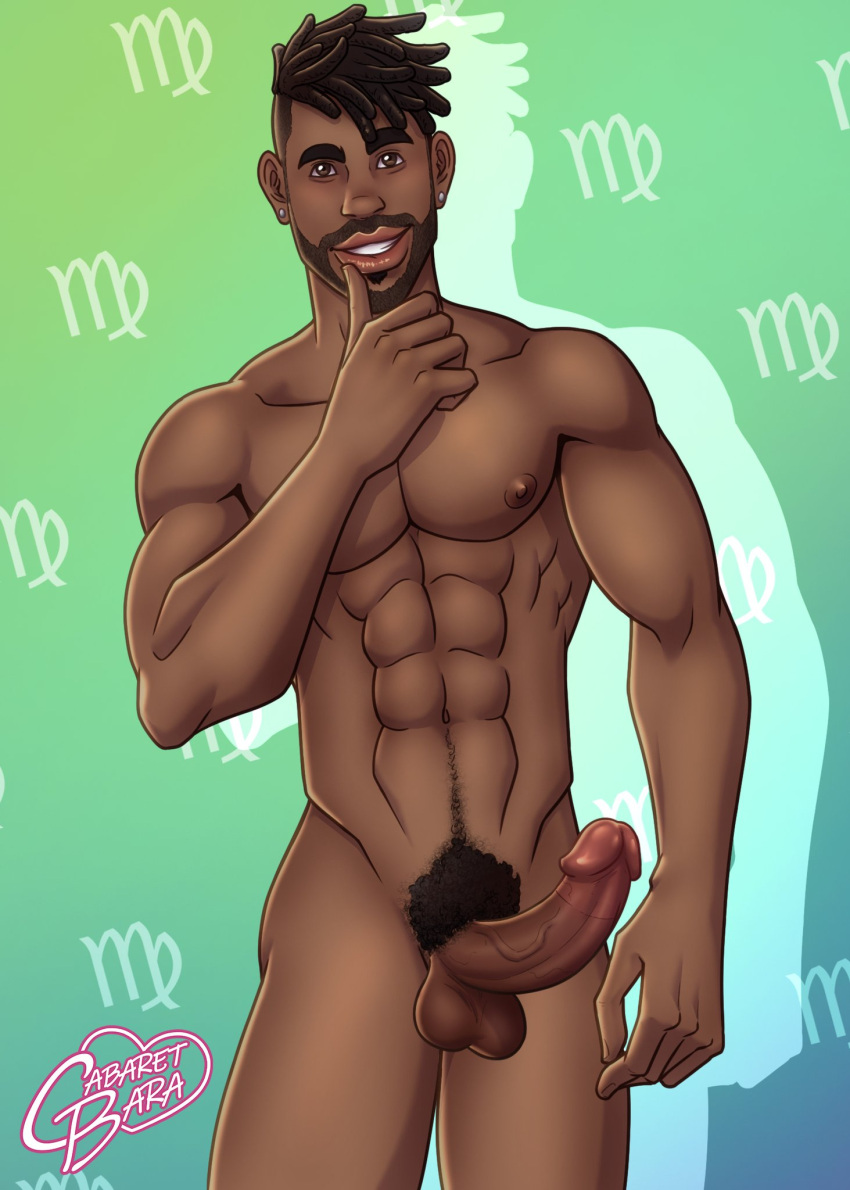 1boy african african_male black_penis boner cabaret_bara cabaret_bara_series dark-skinned_male dark_skin erect_penis erection hard_on male male_focus male_only markus_(cabaret_bara) melanin muscles muscular muscular_male solo solo_male virgo zodiac_sign