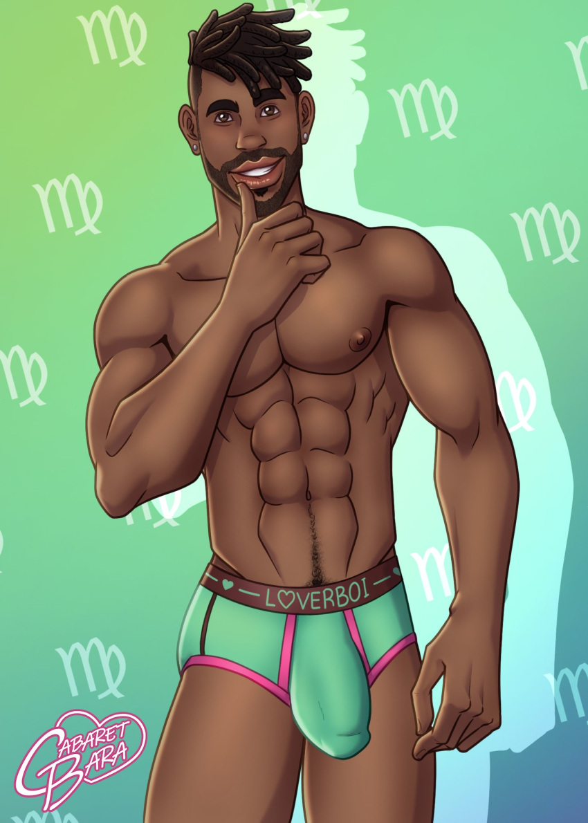 african african_male big_bulge briefs briefs_only bulge cabaret_bara cabaret_bara_series dark-skinned_male dark_skin male male_only markus_(cabaret_bara) melanin muscles muscular muscular_male solo_male underwear virgo zodiac_sign