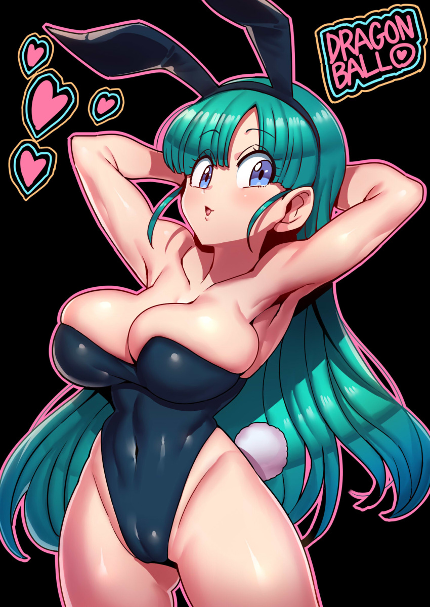 1girls animal_ears arms_behind_head bangs bare_shoulders big_breasts blue_eyes blue_hair breasts bulma_(bunny) bulma_briefs bunny_ears bunny_girl bunny_tail cameltoe cleavage dragon_ball dragon_ball_z eye_contact eyebrows_visible_through_hair fake_animal_ears fake_tail female female_only large_breasts light-skinned_female light_blue_hair light_skin long_hair looking_at_viewer playboy_bunny pussy rabbit_ears solo solo_female strapless strapless_leotard teenager thighs tsuki_wani tsukiwani tukiwani