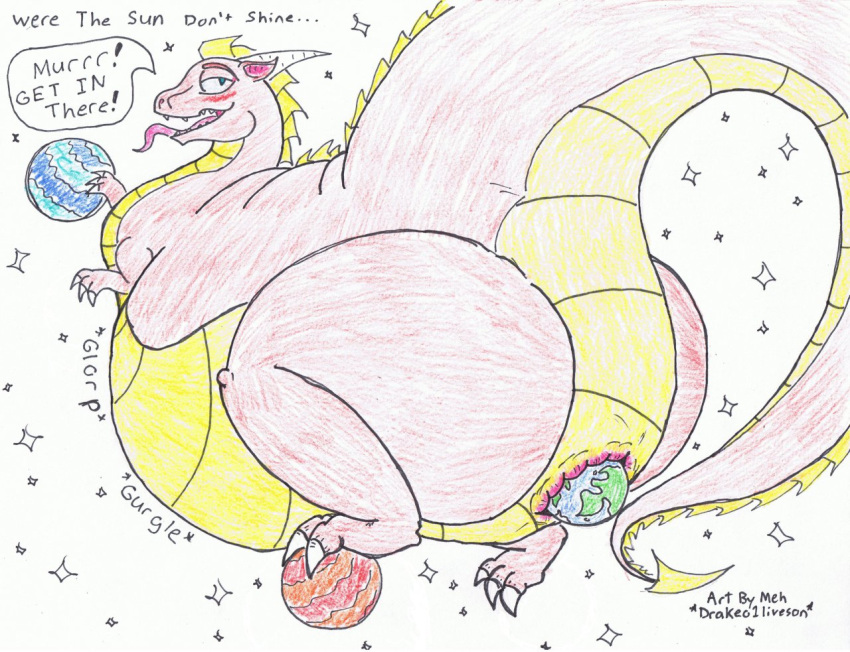 dragon drakeo1liveson earth female female_only feral feral_unbirthing_human jupiter planet planet_vore solar_system space tagme unbirthing uranus vore