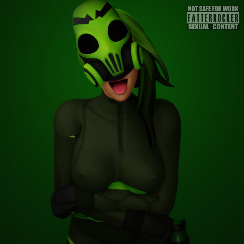 1girls 3d big_breasts bodysuit breasts fatterrocker female fortnite fortnite:_battle_royale green_hair mask mask_on_head masked_female nipples_visible_through_clothing open_mouth remedy_(fortnite) tight_clothes tight_clothing tight_fit tongue tongue_out toxin_(fortnite) white_skin