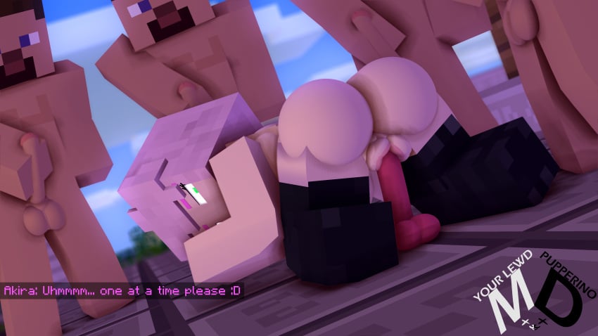 1girls 3d 4boys 5some akira_sato_(fedolphine) big_ass demon_girl dildo dildo_in_pussy erect_penis fedolphin fivesome human humanoid kneeling masturbation mine-imator minecraft minecraft_xxx on_all_fours penis presenting_ass pussy riding riding_dildo sex_toy steve_(minecraft) stockings succubus tagme