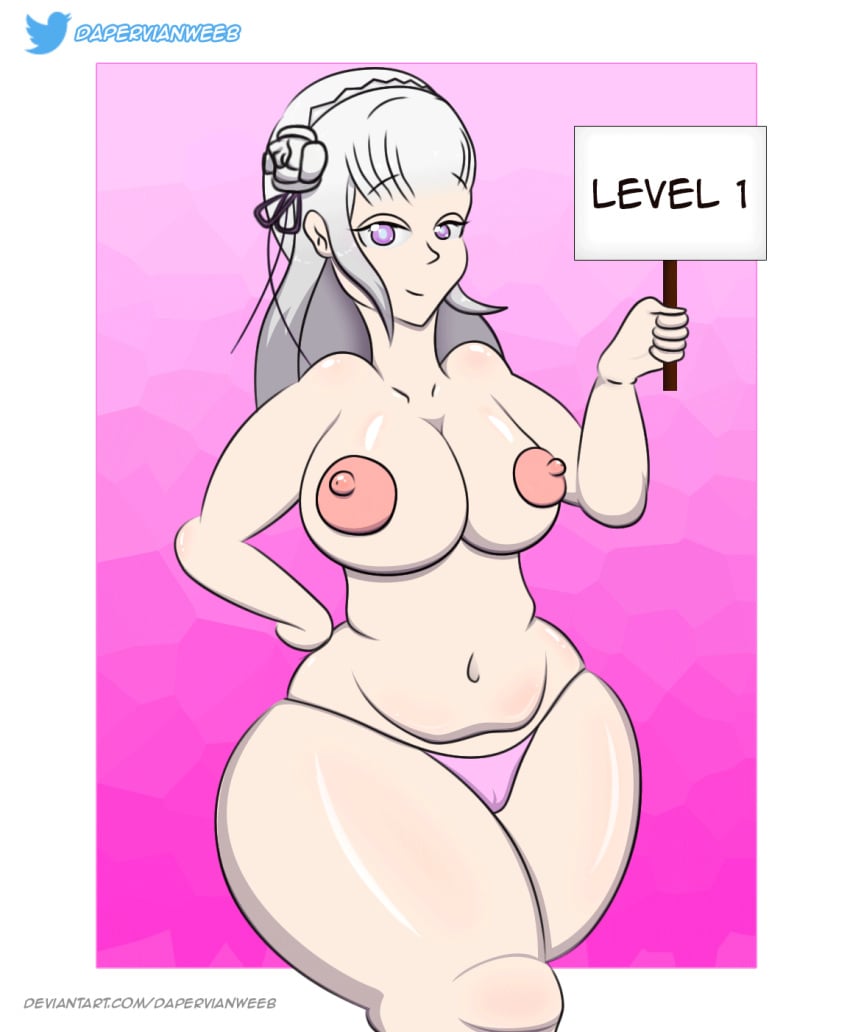 :3 alternate_breast_size animated bad_anatomy big_breasts big_hips breast_expansion breasts breasts_bigger_than_head cartoony chubby dapervianweeb emilia_(re:zero) expansion gigantic_breasts gray_hair huge_breasts huge_nipples inflation large_breasts nipples pink_nipples plump purple_eyes re:zero_kara_hajimeru_isekai_seikatsu silver_hair slideshow small_breasts