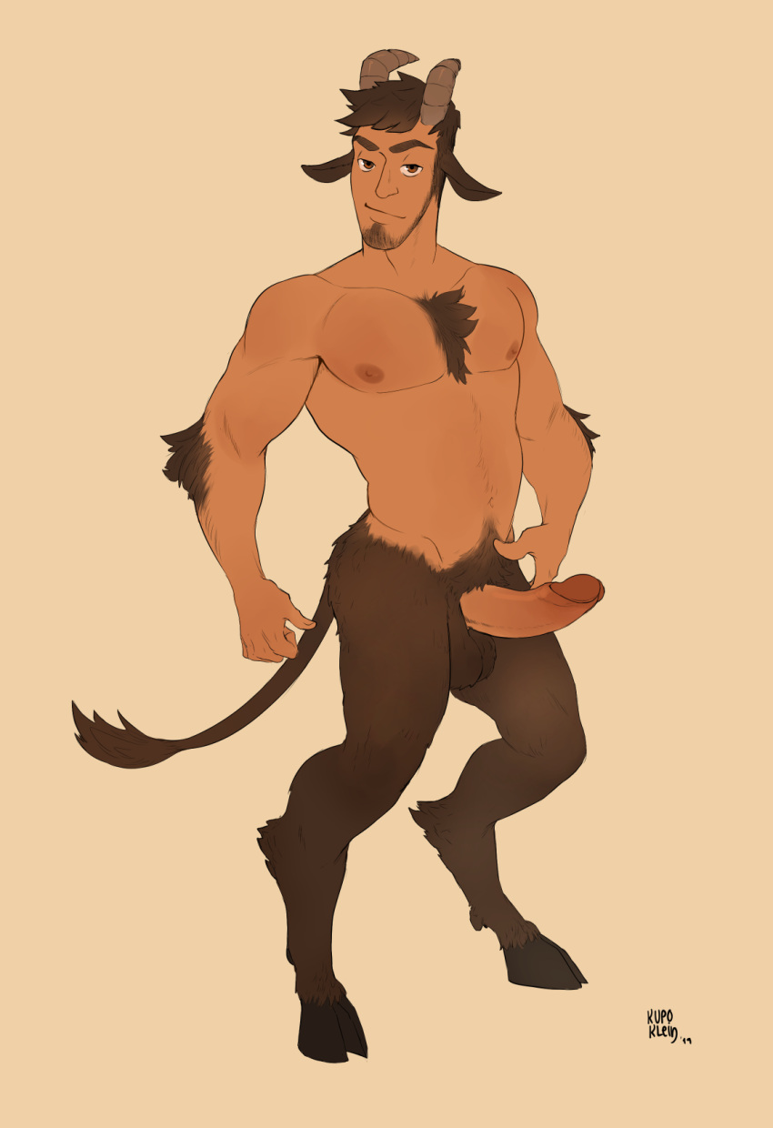 1boy 2019 animal_ears artist_name balls ballsack beard body_fur body_hair boner brown_eyes brown_fur brown_hair chest_tuft erect_penis erection facial_hair foreskin furry_balls greek_mythology half-human hooves horns humanoid humanoid_penis intact james_the_satyr kupo_klein looking_at_viewer male male_nipples male_only male_pubic_hair masculine muscles muscular_male nude_male pecs penis retracted_foreskin satyr scrotum smooth_penis solo solo_male tail tail_tuft testicles uncut