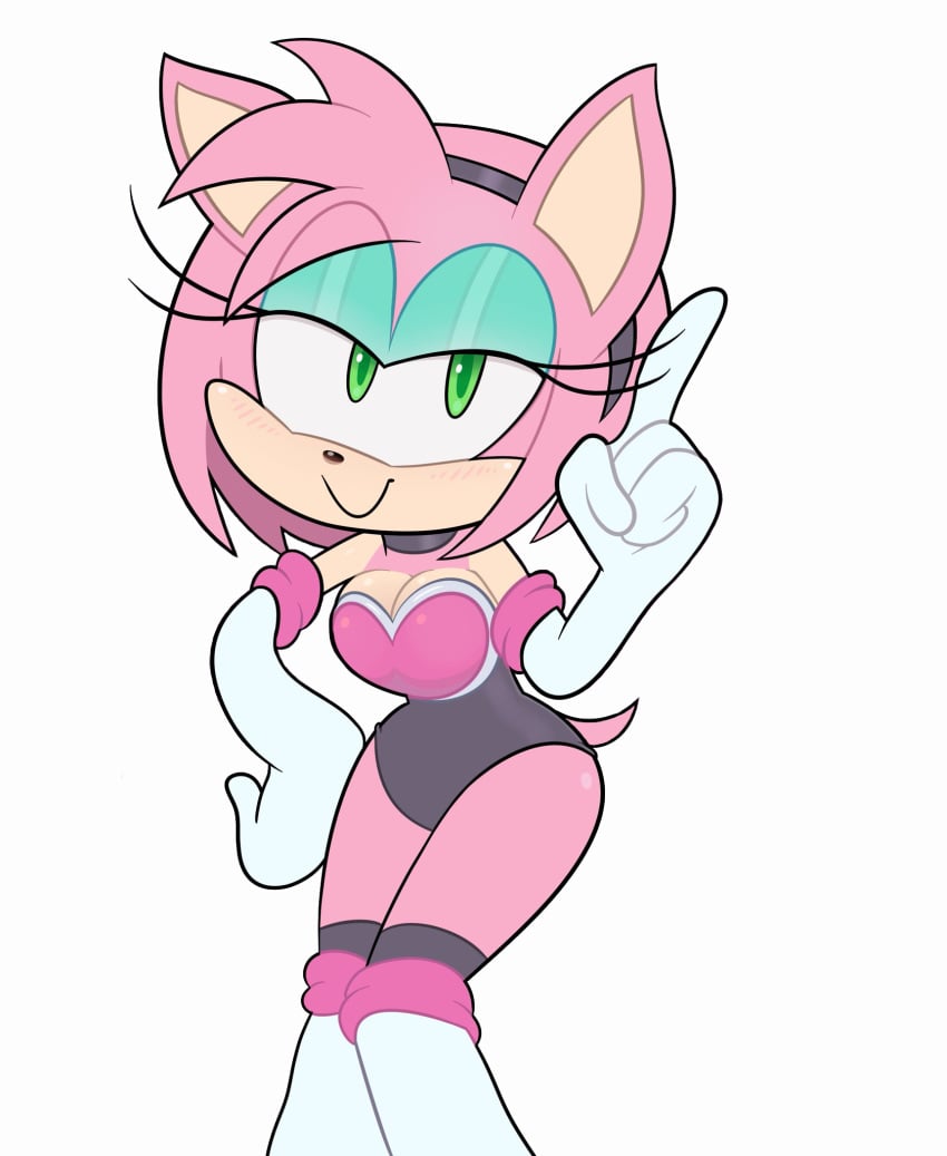 afroninja360 amy_rose amy_the_bat breasts cleavage female female_focus female_only rouge_the_bat_(cosplay) sega sonic_(series)