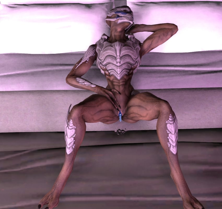 1girls 3d alien female female_only fingering_self legs_spread mass_effect nude puddle pussy pussy_juice solana_vakarian solo turian