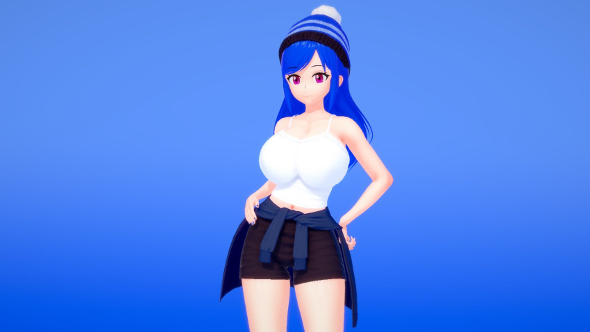 3d big_breasts blue_hair clothed generous_gamer koikatsu looking_at_viewer oc original_character rasmusnsfw47