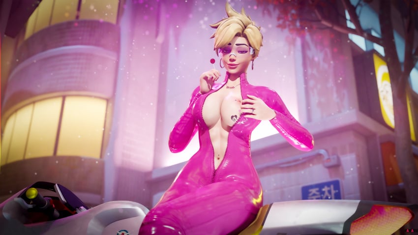 1girls 3d 4k anasulewds antifragile_traysi bimbo bimbo_lips bimbofied blender blonde_hair bodysuit cleavage dyed_hair female female_only flashing flashing_breasts hi_res highres hoop_earrings latex latex_suit le_sserafim lollipop motorcycle navel_piercing overwatch overwatch_2 pale-skinned_female pink-tinted_eyewear qos queen_of_spade_symbol queen_of_spade_tattoo queen_of_spades rings sitting_on_motorcycle snowbunny solo street sunglasses tattoo tinted_eyewear tracer visor zipper_down