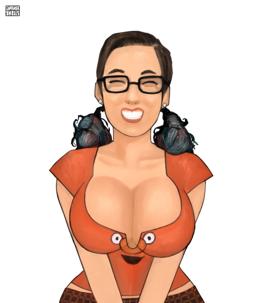 1girl 1girls big_breasts black_hair black_hair_female busty celebrity cleavage elmo female_focus female_only girl_only glasses gnashershells happy happy_female huge_breasts human_female katy_perry light-skinned_female light_skin maureen_diccico meme nerd nerdy nerdy_female pigtails smile smile_at_viewer smiling smiling_at_viewer solo_female solo_focus woman young young_woman younger_female