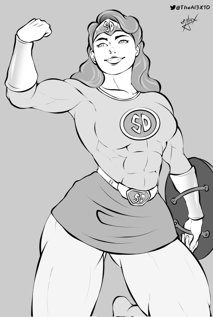 1girls abs black_and_white captain_america_(series) captain_carter clothed cosplay covid-19_pandemic female female_focus female_only marvel muscular_arms muscular_female muscular_legs no_color peggy_carter short_skirt skirt solo solo_female superheroine susana_distancia text theal3x10_(artist) what_if...?