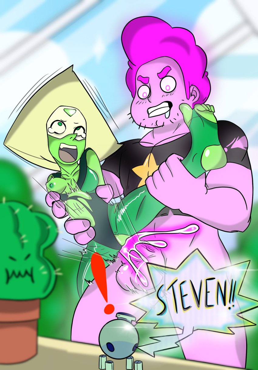 1boy 1boy1girl 1girls anythinggoes barefoot big_muscles color dnts embarrassed feet friends giant_penis glowing_cum glowing_eyes helpless nipple_slip peridot_(steven_universe) pink_hair pink_skin rape ripped_clothing screaming shocked size_difference small_breasts steven_quartz_universe steven_universe stomach_bulge surprised tears toe_curl toes watching