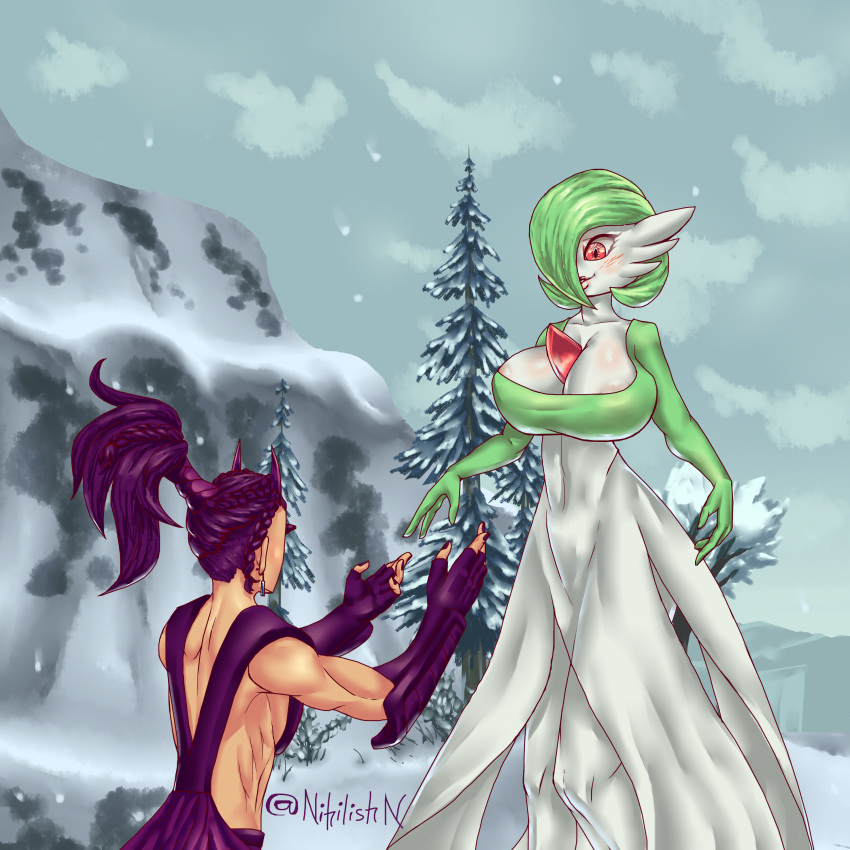 3_fingers 5_fingers alpha_pokémon anthro breasts demon draw fairy female gardevoir horns human humanoid legs male monster nihilish_(nihilishn) nihilishn oc pokemon pokemon_(game) pokemon_(species) pokemon_legends:_arceus tall taller_female video_games