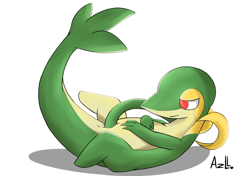 absurd_res anthro anus ass azl_l bedroom_eyes bodily_fluids countershading featureless_feet feet female feral genital_fluids genitals glistening glistening_eyes green_body green_scales green_tail half-closed_eyes hand_on_stomach hi_res markings masturbation narrowed_eyes nintendo plant pokemon pokemon_(species) pupils pussy red_eyes reptile scales scalie seductive simple_background smile snivy solo spread_legs spreading tan_body tan_countershading upside-down video_games vines white_background yellow_body yellow_markings yellow_tail